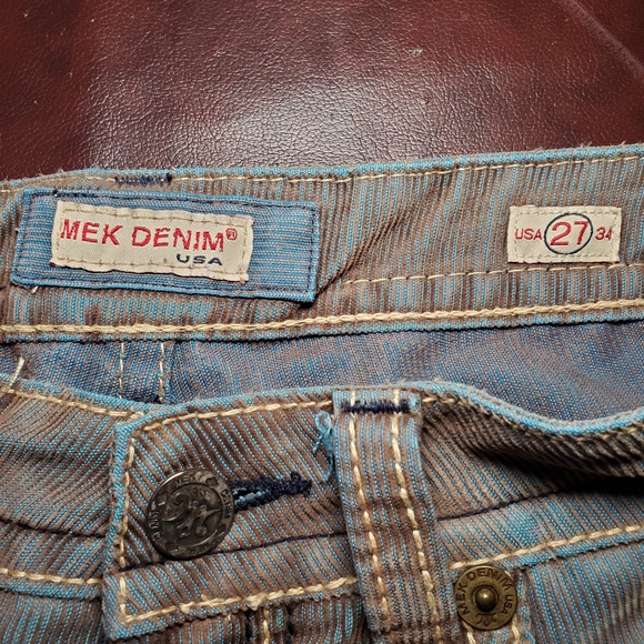 MEK handcrafted premium corduroy, blue/copper shimmer, contrast stitching. - Picture 5 of 7